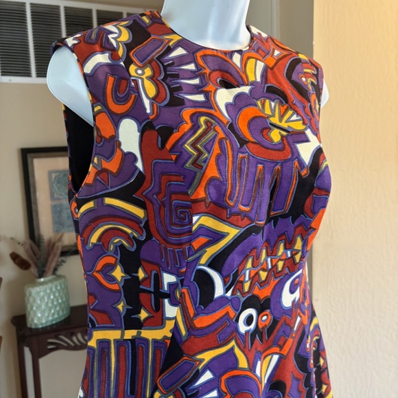 Mr Blackwell Custom Vintage 60s Long Silk Maxi Dress Mod Modern Design S Mint - Picture 3 of 5